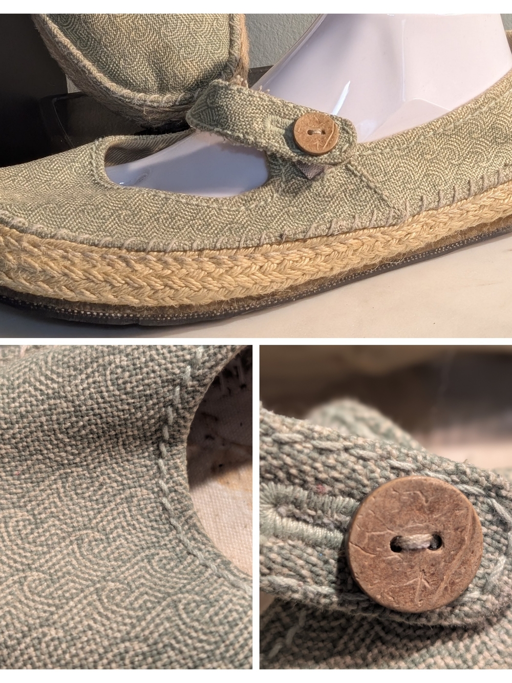 Simple W11 Green Toe Hemp Sage Green Mary Jane, Jute Platform, Wave, Tire Sole